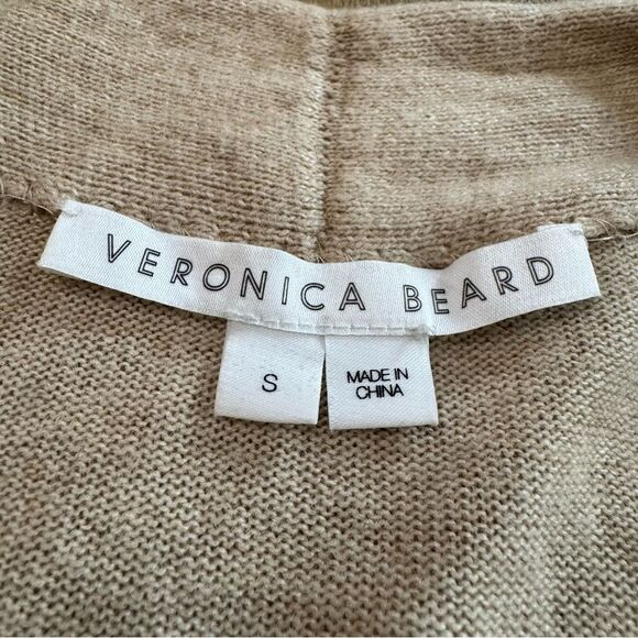 Veronica Beard Danzie Longline Cardigan Small Beige Wool Blend Lightweight - Picture 10 of 11
